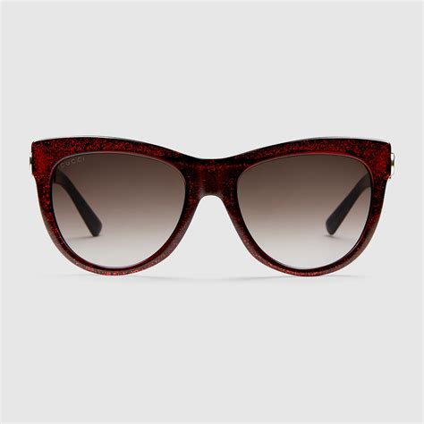 gucci sunglasses half rim cat eye glitter|gucci oversized cat eye sunglasses.